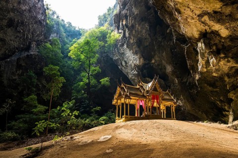 Temple in a stalactite cave, Phraya Nakhon Cave, Khao Sam Roi Yot National Park, Hua Hin, Prachuap