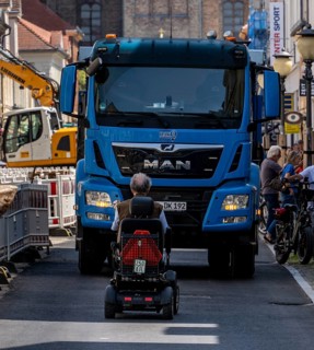 Roadworks in Brandenburger Straße, shopping street in Potsdam, Brandenburg, Germany