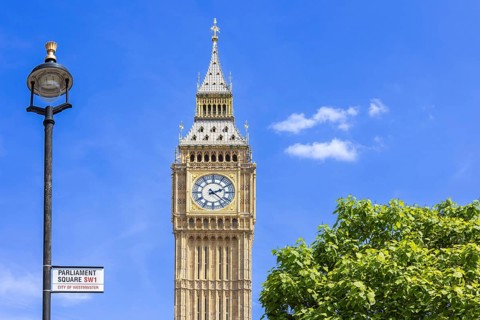 London, Tower of Big Ben on Parliament Square, Great Bell of Clock of Westminster