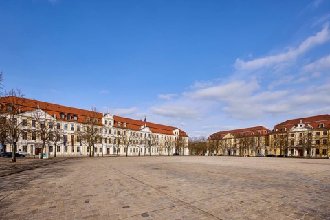 State parliament, hotel, Motel One, Ministry of Justice, row of houses, historic building, baroque