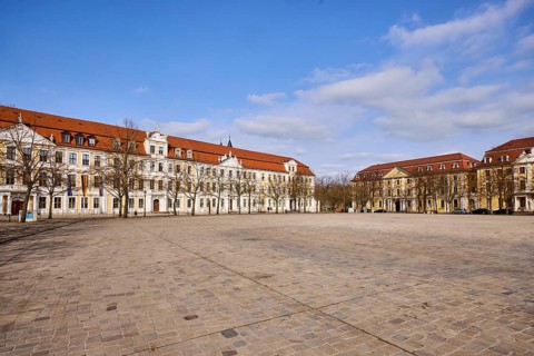 State parliament, hotel, Motel One, row of houses, historic building, baroque architectural style,
