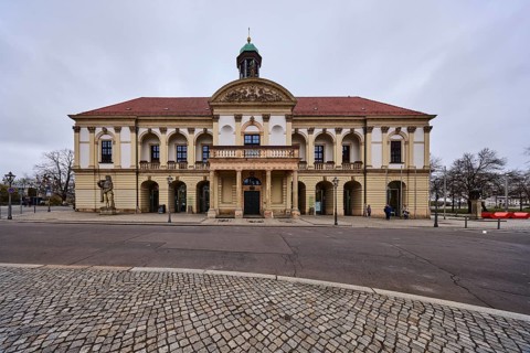 Historic town hall, old town centre, sandstone building, diffuse light, cloudy, Alter Markt,