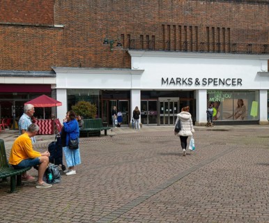 Marks and Spencer department store shop, Old George Mall shopping centre, Salisbury, Wiltshire,