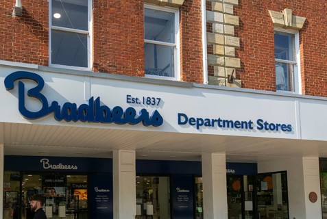 Bradbeers department store shop in city centre of Salisbury, Wiltshire, England, UK