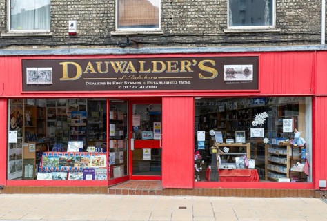 Dauwalder's shop dealers in fine stamps, Fisherton Street, Salisbury, Wiltshire, England, UK