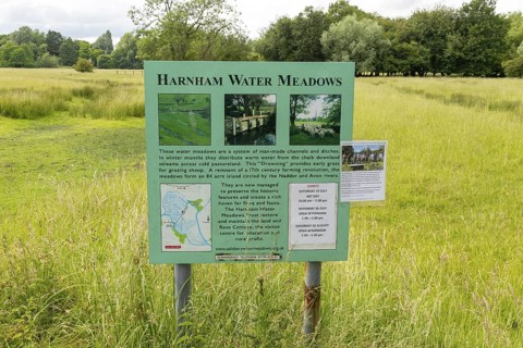 Information sign notice Harnham Water Meadows, Salisbury, Wiltshire, England, UK