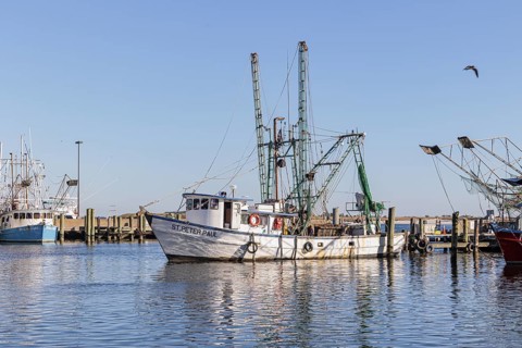 Commercial fishing boat St. Peter. Paul pulling into the dock in the commercial section of the