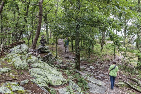 Day hikers walking on the Pulpit Rock Trail in Cheaha State Park, Alabama, USA