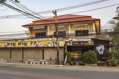 Hokkaido milk tea cafe along Ban Du street in Chiang Rai, Thailand