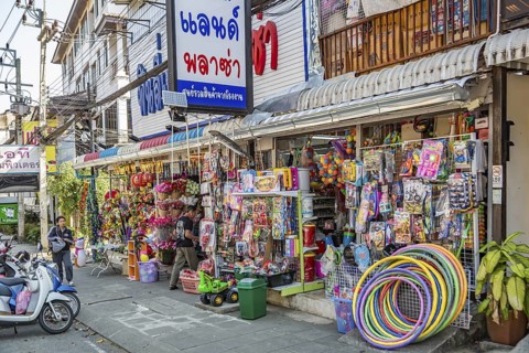 Toy store and flower shop in Chiang Rai Province of Northern Thailand