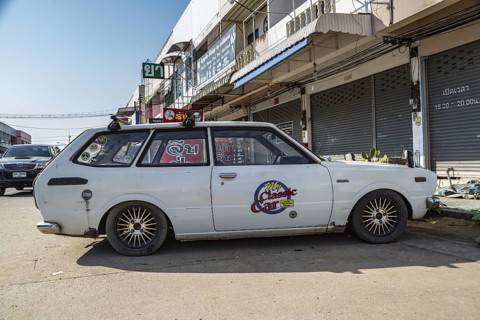 Classic 1976 Toyota Corolla station wagon with My Classic Car with Dennis Gage television program