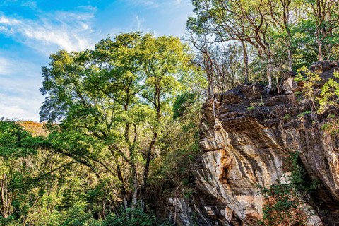 Rock formation in the middle of the rainforest in the state of Minas Gerais in Brazil, Minas