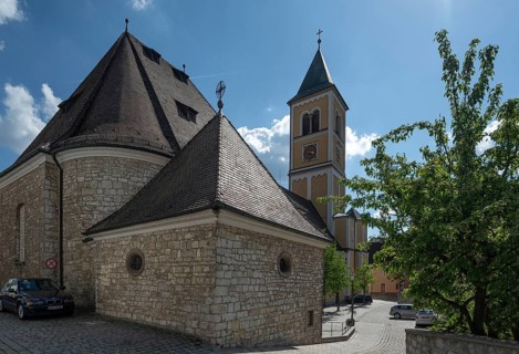Neo-Romanesque extension 1891 of the church of St Vitus, Burglengenfeld, Upper Palatinate, Bavaria,