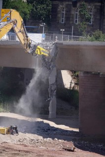 Demolition of the Carola Bridge on 13 June 2025, Dresden, Saxony, Germany