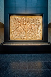 Mass grave with the bones of 47 fallen soldiers, interior photo, Museum Lützen 1632 in memory of