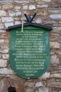 Information board on the castle wall of Lengenfeld Castle, Burglengenfeld, Upper Palatinate,