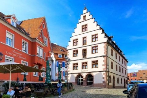 Town hall with stepped gable on the market square, Endingen am Kaiserstuhl, Baden-Württemberg,