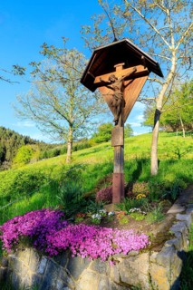 Crucifix by the wayside, Haslach im Kinzigtal, Black Forest, Baden-Württemberg, Germany