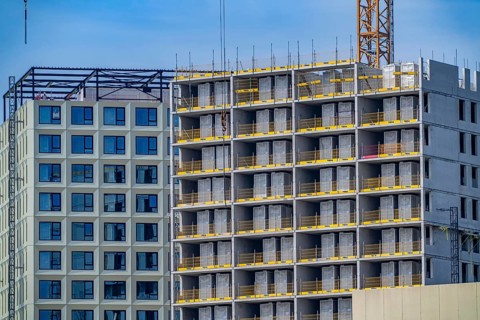 Construction of over 920 student flats at Cambridgelaan in the Science Park, University of Utrecht,