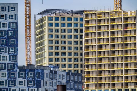 Construction of over 920 student flats at Cambridgelaan in the Science Park, University of Utrecht,