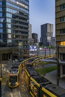 Utrecht city centre, high-rise office and residential buildings on Jaarbeursplein, at Utrecht