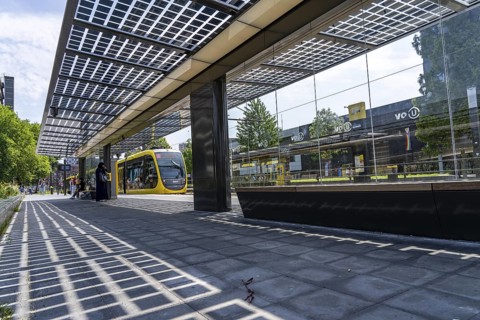 New bus and tram stops at Science Park Utrecht, Utrecht University, the stops have been redesigned,