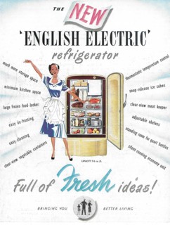 The new English Electric refrigerator advert advertising in Country Life magazine UK 1951