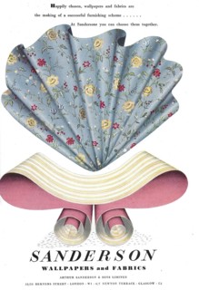 Sanderson wallpapers andadvert advertising in Country Life magazine UK 1951