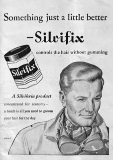 Silvikrin Silvifix male hair product advert London Illustrated News, 1949