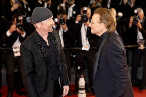 Cannes, France - 16.5.2024: The Edge and Bono on the red carpet during the 78th Cannes