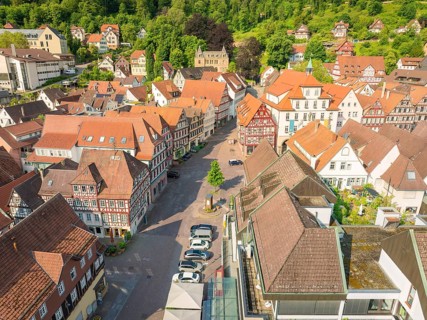 Historic town view with half-timbered houses and cobbled streets, Calw, Black Forest, Germany