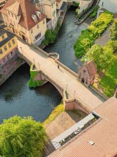 A historic bridge over a quiet river in a picturesque town, Calw, Black Forest, Germany