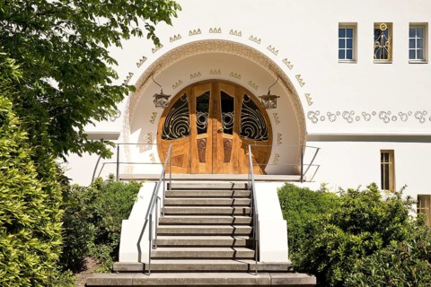 Entrance, Great House Glückert by Joseph Maria Olbrich, Mathildenhöhe, UNESCO World Heritage Site,