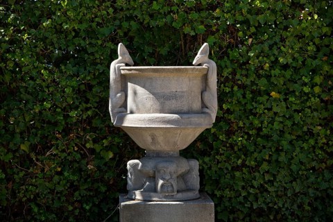 Sculpture Jackal Vase by Bernhard Hoetger in the plane tree grove on the Mathildenhöhe, UNESCO