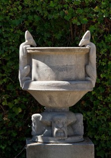 Sculpture Jackal Vase by Bernhard Hoetger in the plane tree grove on the Mathildenhöhe, UNESCO