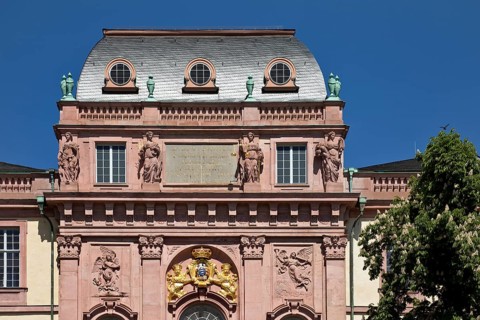 Darmstadt Residential Palace, main portal of the new building by Louis Rémy de la Fosse, Darmstadt,
