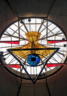 View of the dome apex with Trinity window by Rudolf Hoflehner, Ludwigskirche, St Ludwig, Darmstadt,