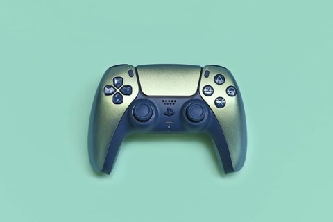 Germany - May 2025: Sony DualSense Wireless Playstation 5 Controller in Chroma Teal color on