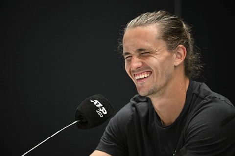 Press conference, PK, portrait, Alexander Zverev GER, laughs heartily, tennis, ATP 250, BOSS Open