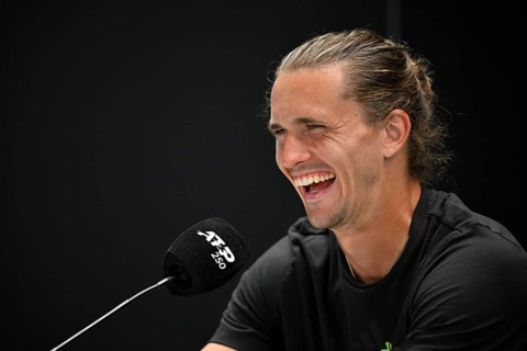 Press conference, PK, portrait, Alexander Zverev GER, laughs, Tennis, ATP 250, BOSS Open 2025,
