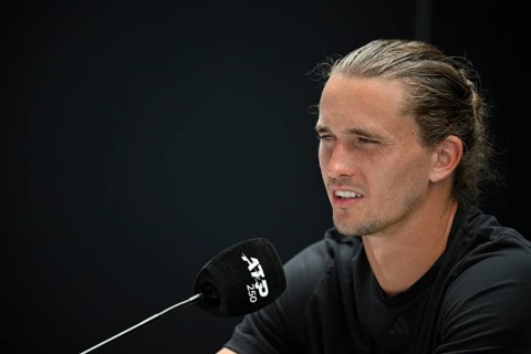 Press conference, PK, portrait, Alexander Zverev GER, angry, angry, gesture, gesture, tennis, ATP