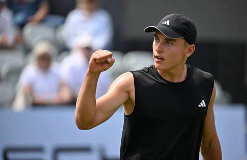 Justin Engel GER Cheers Emotion Gesture Gesture Tennis, ATP 250, BOSS Open 2025, Stuttgart,