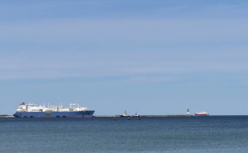 LNG tanker NEPTUNE at Mukran harbour on Rügen, Mecklenburg-Western Pomerania, Germany