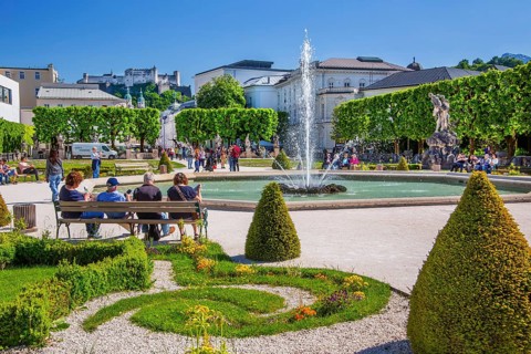 Fountain in Mirabell Gardens, Salzburg, Salzach Valley, Salzburg Province, Austria