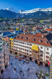 Herzog-Friedrich-Strasse in the historic city centre with the Golden Roof in front of the North