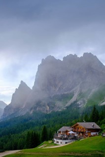 Rifugio Mietres, behind Monte Pomagagnon, Cortina d'Ampezzo, Dolomites, Veneto, Italy
