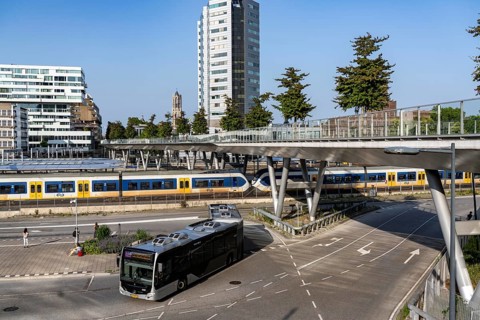 The Moreelsebrug, pedestrian and cycle bridge over the tracks of Utrecht Centraal, Central Station,