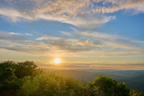 Landscape at sunset and quiet atmosphere, Katzenbuckel, Waldbrunn, Neckar-Odenwald-Kreis, Odenwald,