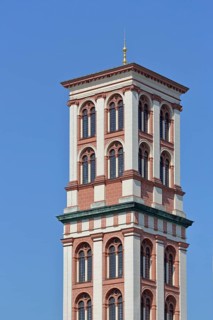 Tower of the Museum of Natural History and Prehistory, spire, cut-out, Dessau, Dessau-Roßlau,