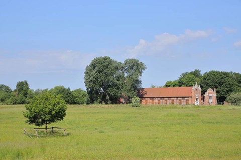 UNESCO Luisium, neo-Gothic stud farm, meadow, field, Dessau-Wörlitz Garden Kingdom, Dessau,